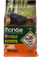 Monge Dog BWild Grain Free корм для собак всех возрастов малых пород, беззерновой, утка с картофелем