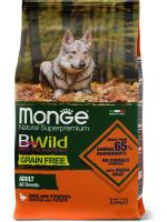 Monge Dog BWild Grain Free корм для собак всех возрастов и пород, беззерновой, утка с картофелем