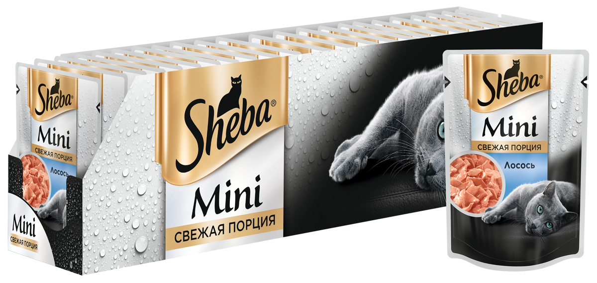 Sheba влажный корм для взрослых кошек всех пород, мини порция, лосось (50 гр)