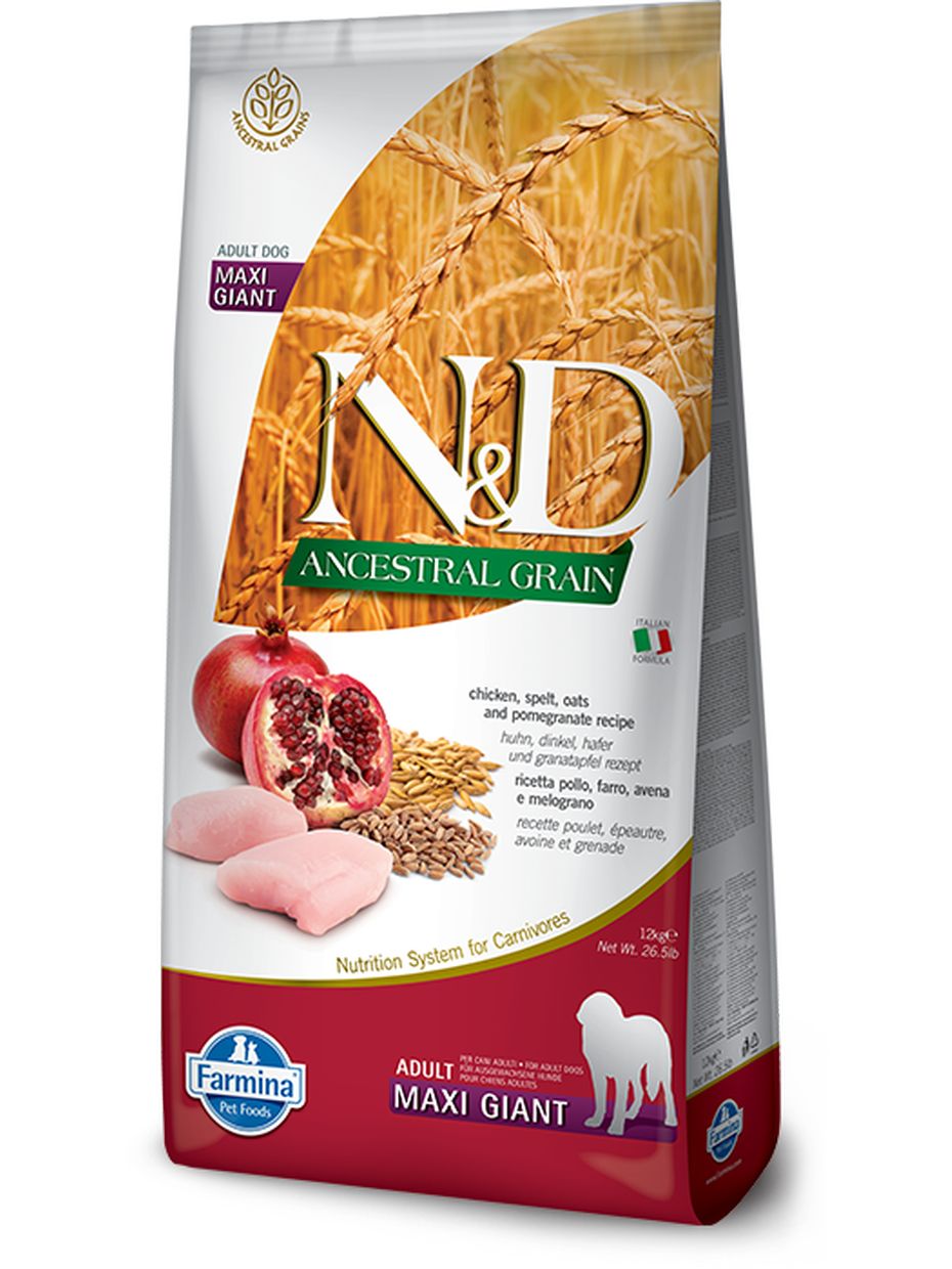Farmina N&D Ancestral Grain корм для взрослых собак гигантских пород, курица с гранатом (12 кг)