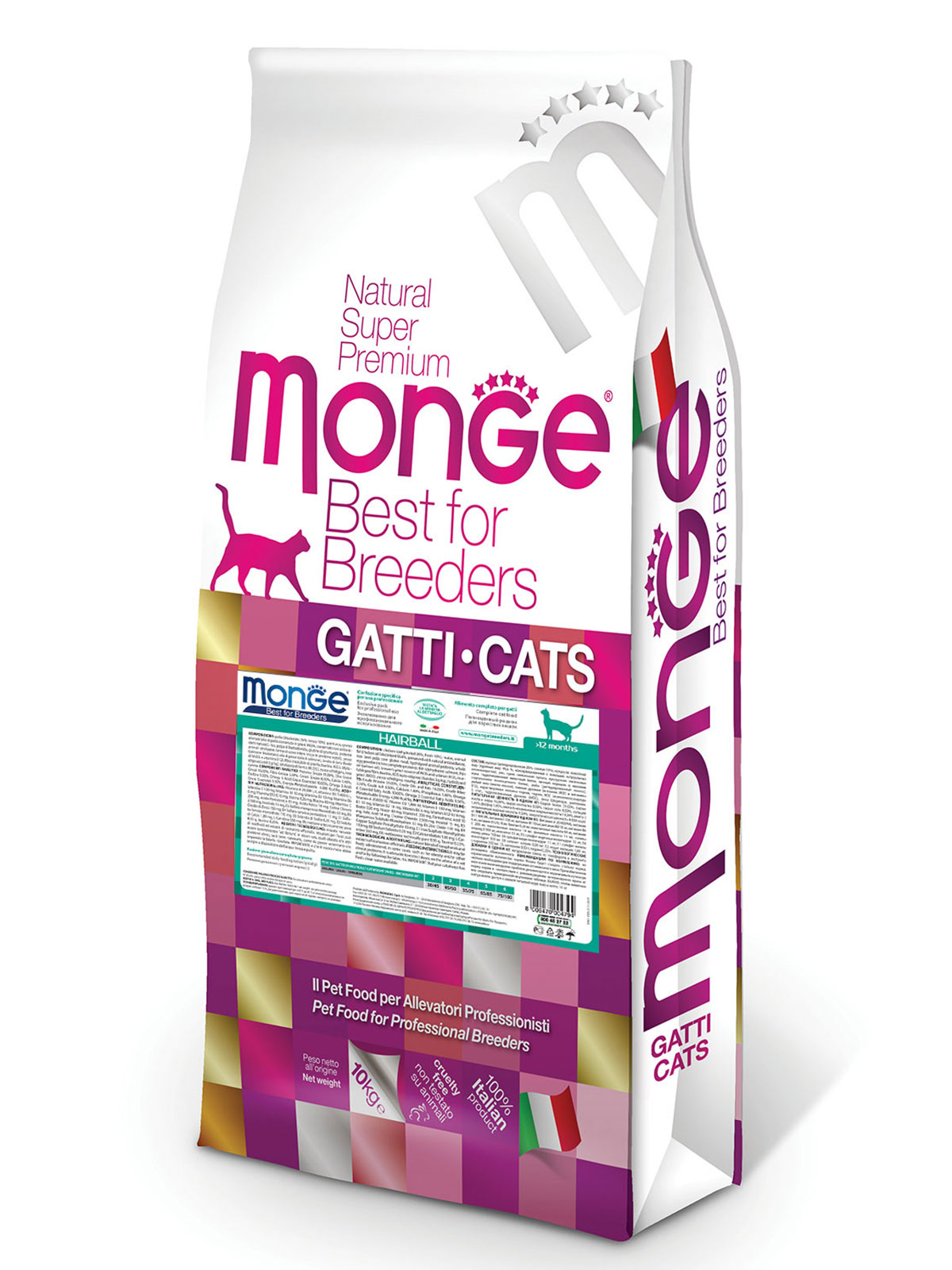 Monge Cat Hairball корм для кошек всех пород и возрастов, для выведения шерсти / 10 кг