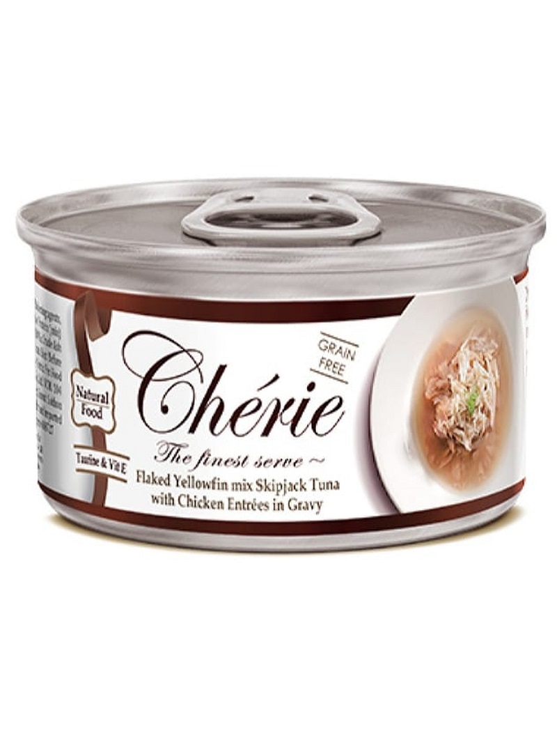 Pettric Cherie влажный корм для кошек, тунец с курицей в подливе (24шт в уп) 80 гр