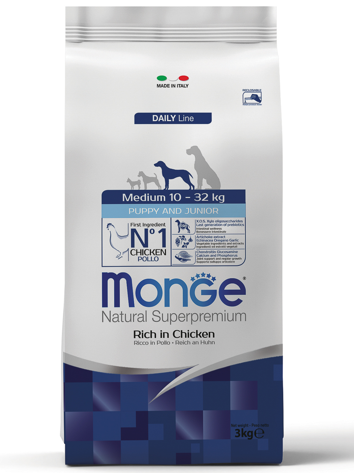 Monge Dog Medium Puppy & Junior корм для щенков средних пород, курица (3 кг)