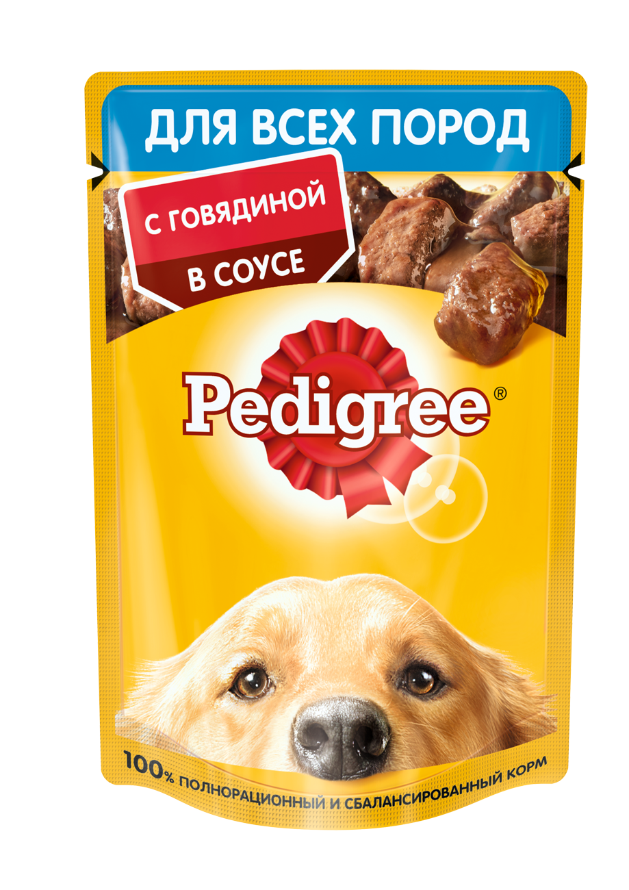 Pedigree влажный корм для взрослых собак всех пород, говядина в соусе (28шт в уп) / 85 гр