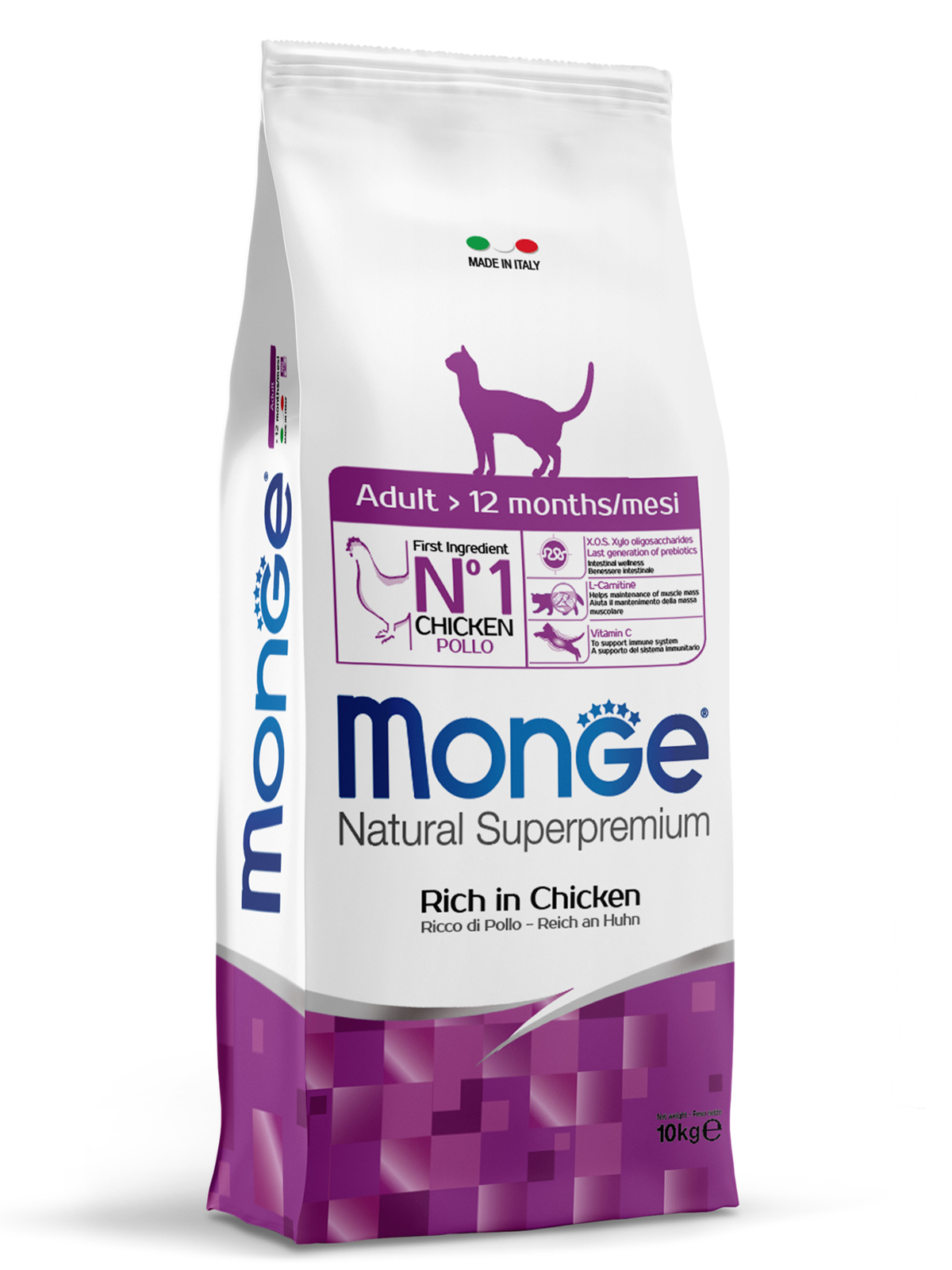 Monge Cat корм для взрослых кошек всех пород, курица / 10 кг