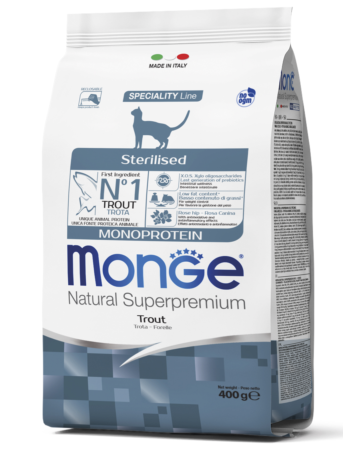 Monge Cat Monoprotein Sterilised корм для стерилизованных кошек всех пород, форель / 400 гр
