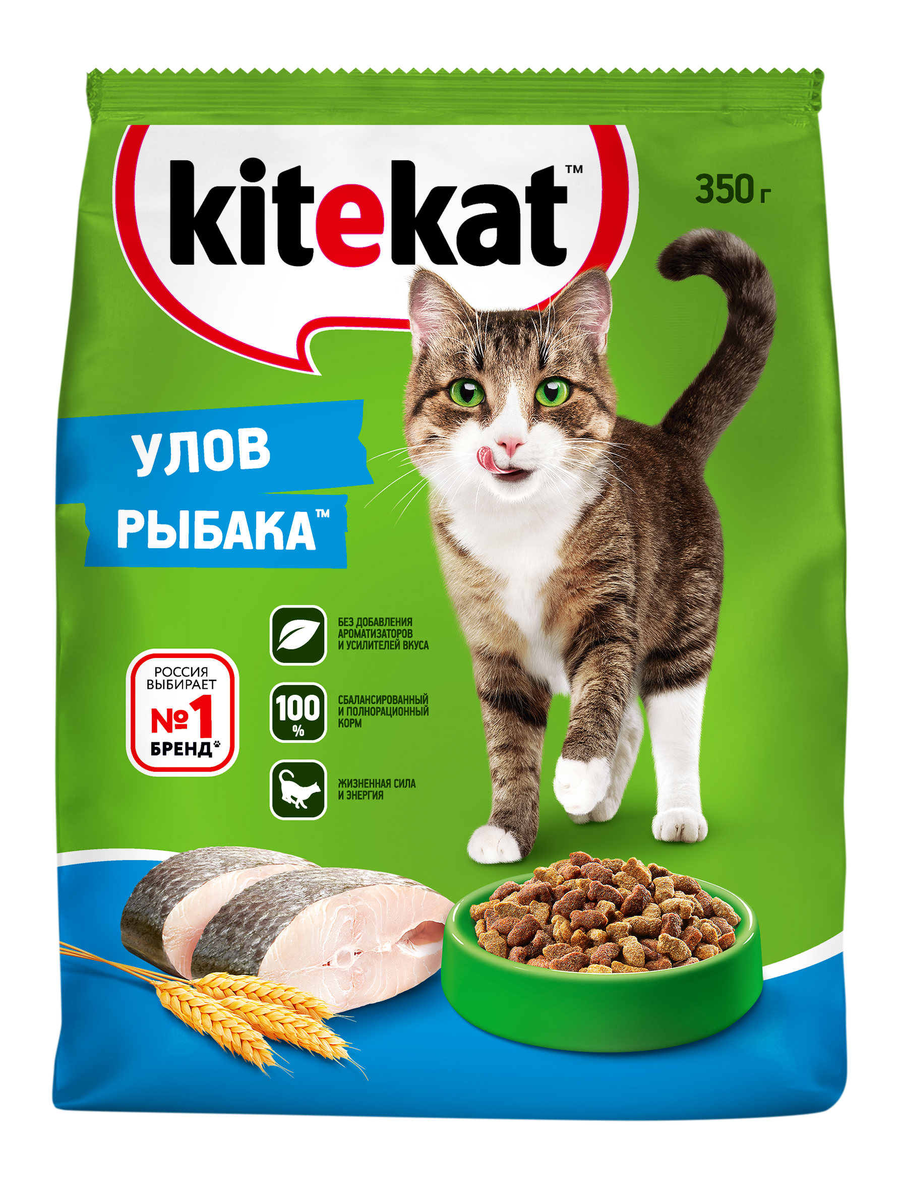 Kitekat корм для взрослых кошек, улов рыбака (350 гр)