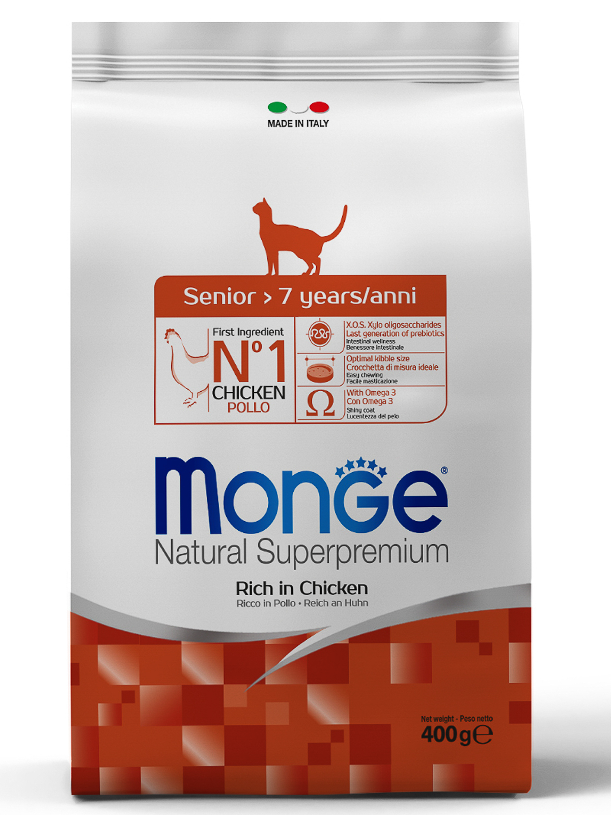 Monge Cat Senior корм для пожилых кошек всех пород, курица (400 гр)