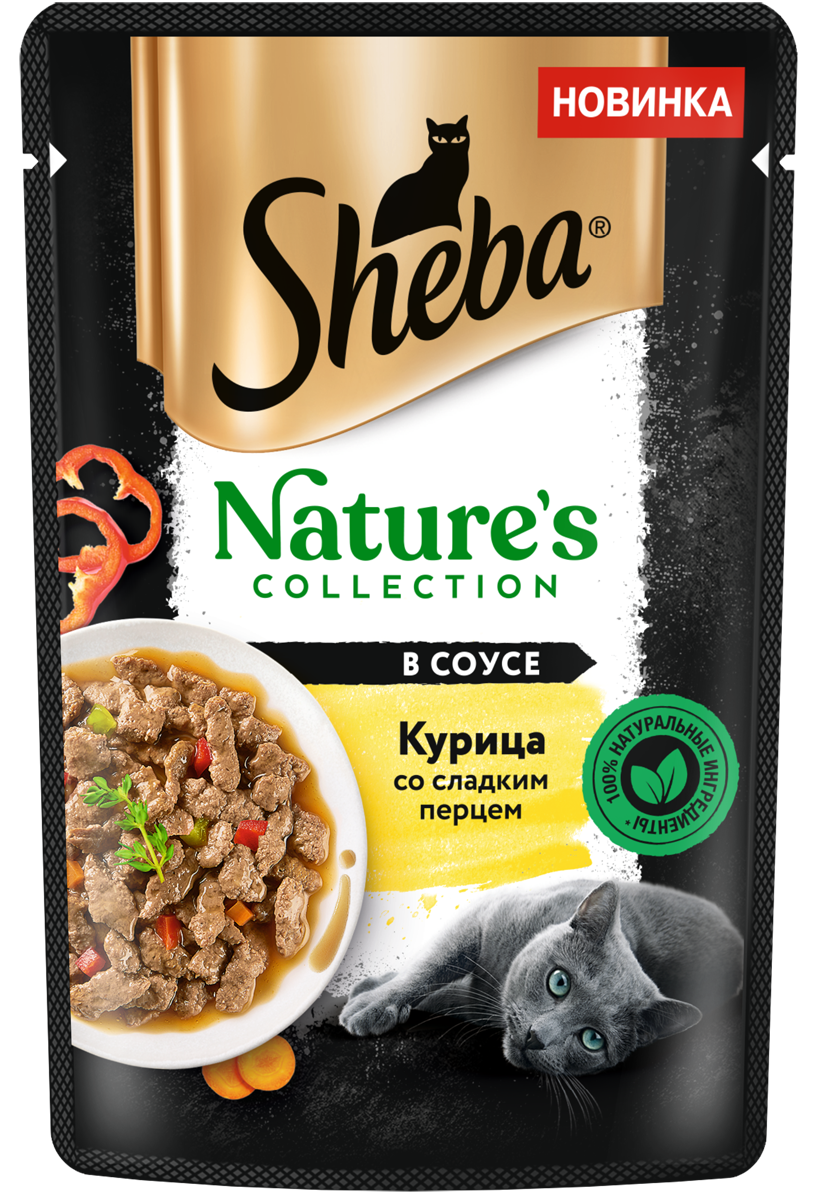 Sheba Nature's Collection влажный корм для кошек, с курицей и паприкой (28шт в уп) / 75 гр