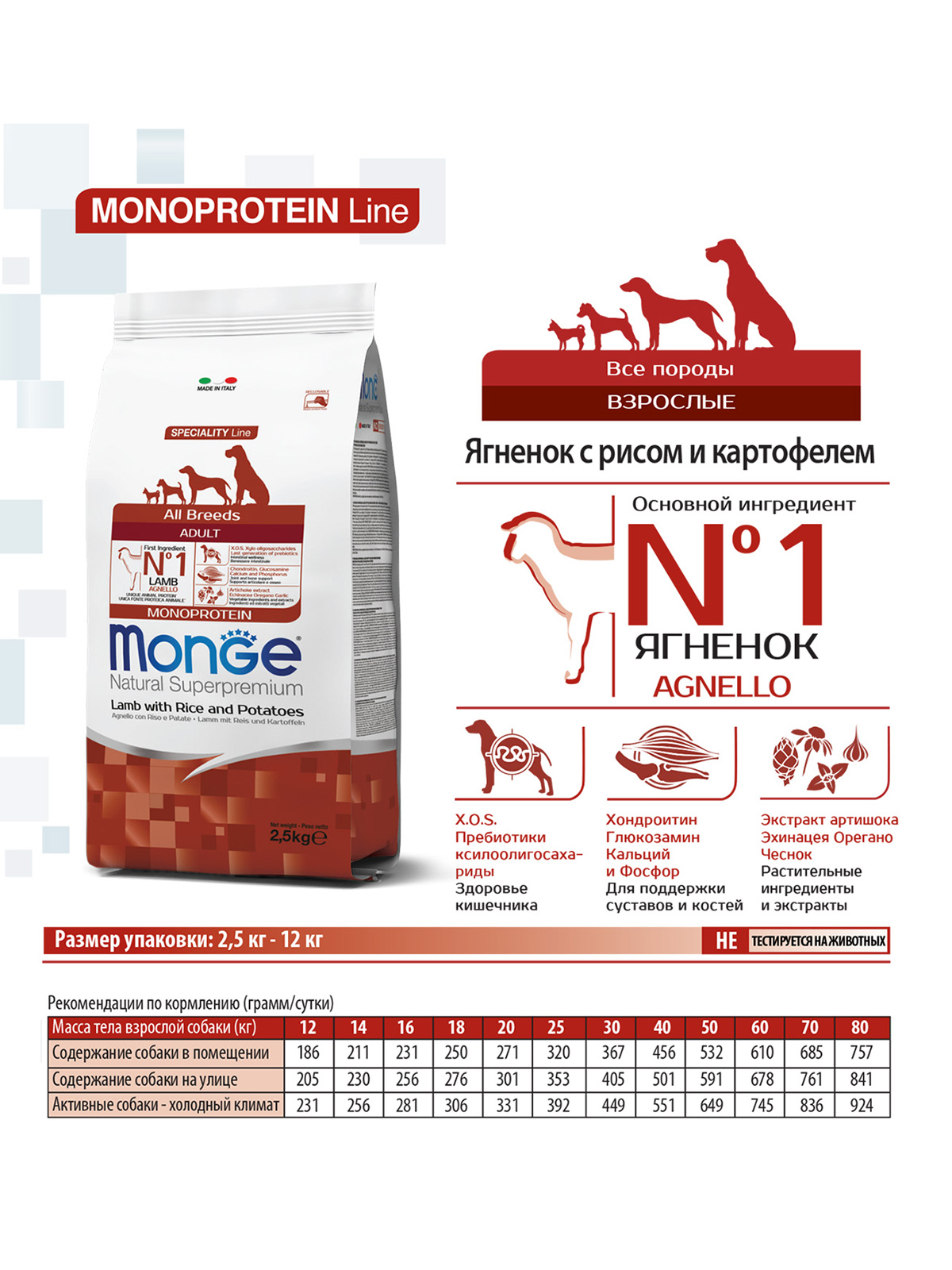 Monge Dog Speciality корм для собак всех пород и возрастов, ягненок с рисом и картофелем / 12 кг