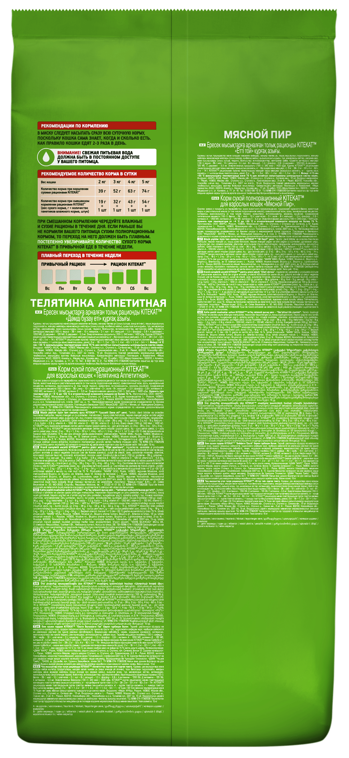 Kitekat корм для взрослых кошек, мясной пир / 15 кг