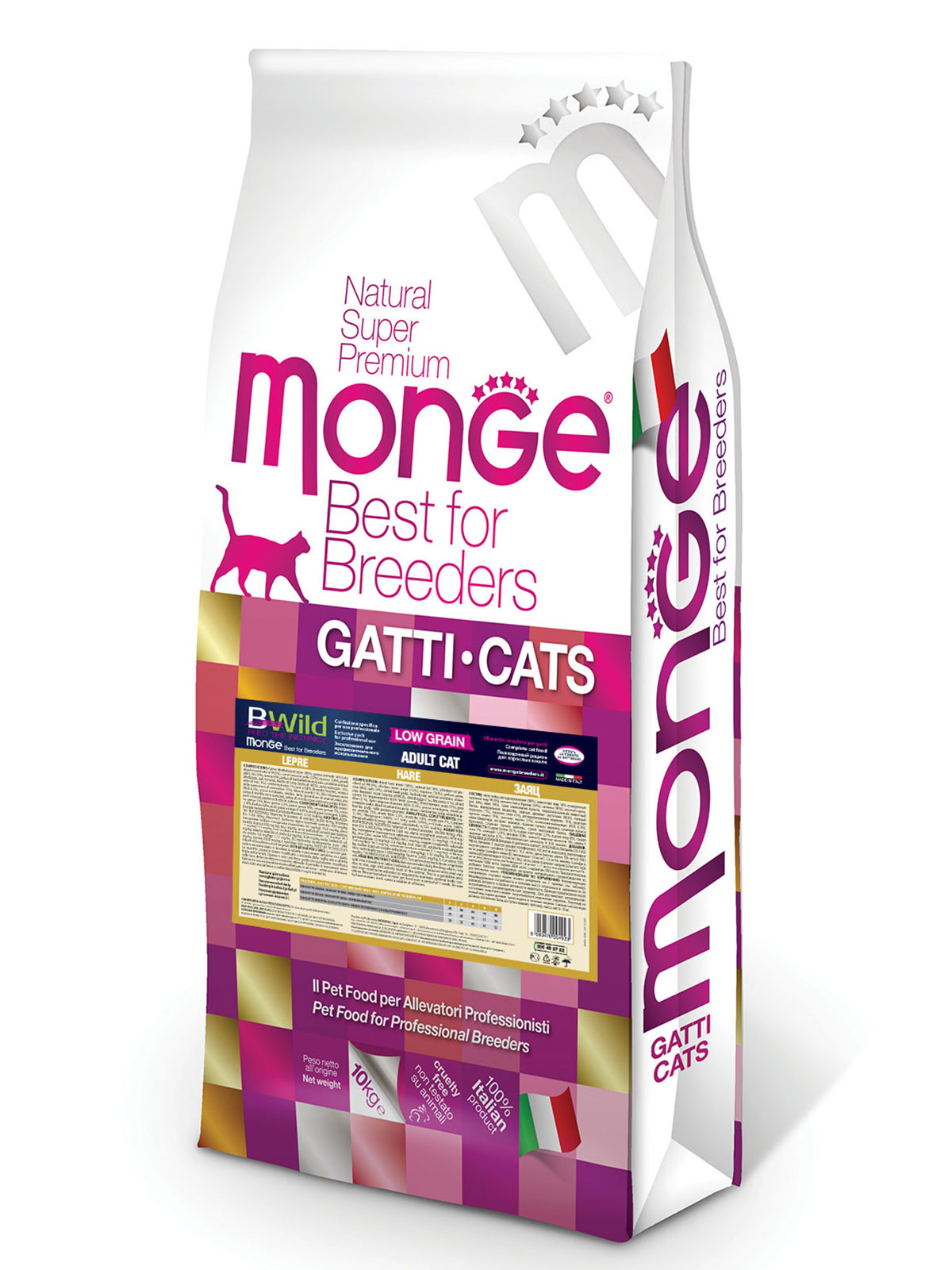 Monge Cat BWild Low Grain корм для взрослых кошек всех пород, низкозерновой, мясо зайца / 10 кг