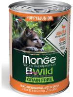 Monge Dog BWild GF влажный корм для щенков, беззерновой, утка, тыква и кабачок (24шт в уп)