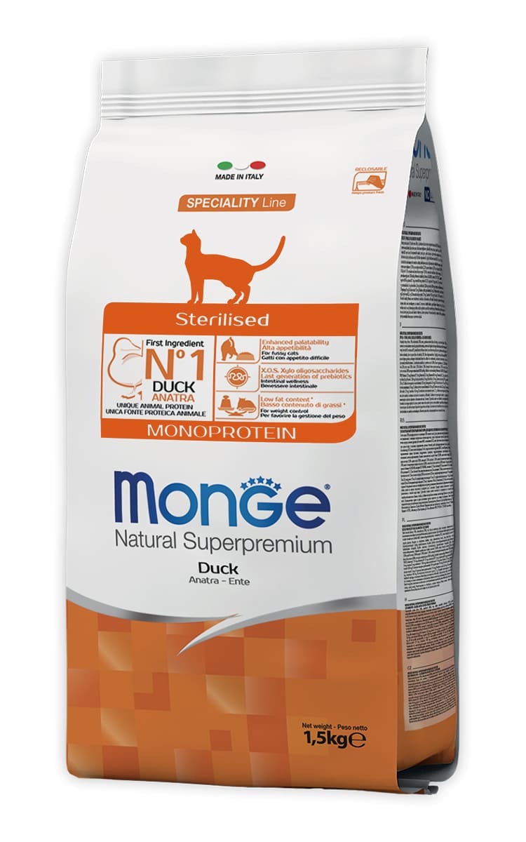 Monge Cat Monoprotein Sterilised корм с уткой 1.5