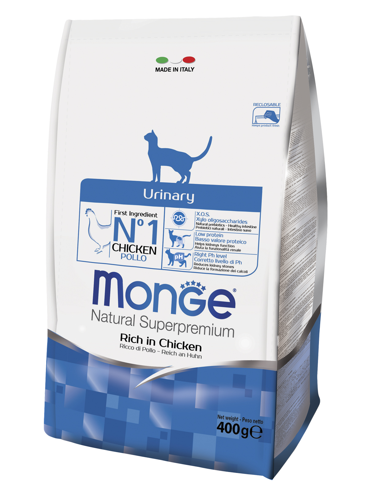 Monge Cat Urinary корм для кошек всех возрастов и пород, профилактика МКБ, курица и рис / 400 гр