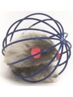 Beeztees Игрушка Мышь меховая в металлическом шаре дразнилка для кошек металл разноцветный