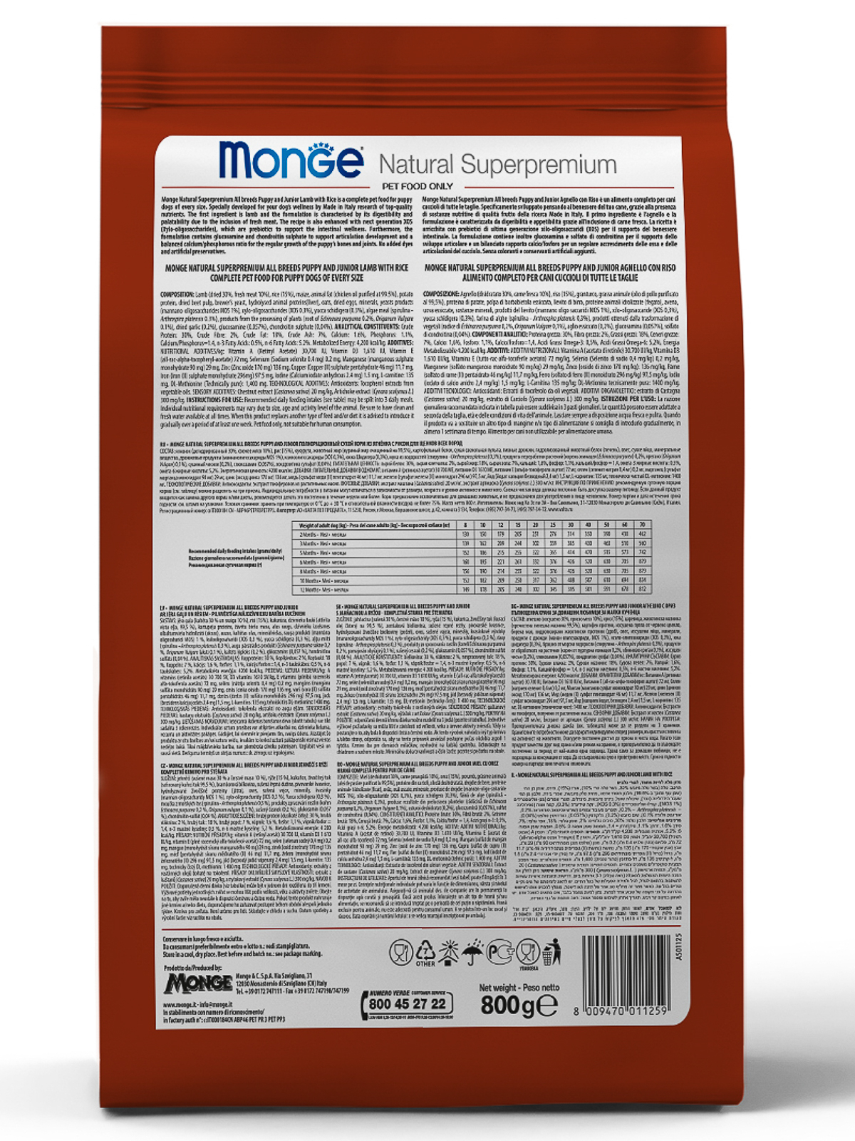 Monge Speciality Line Puppy & Junior корм для щенков всех пород, ягненок с рисом и картофелем / 800 гр