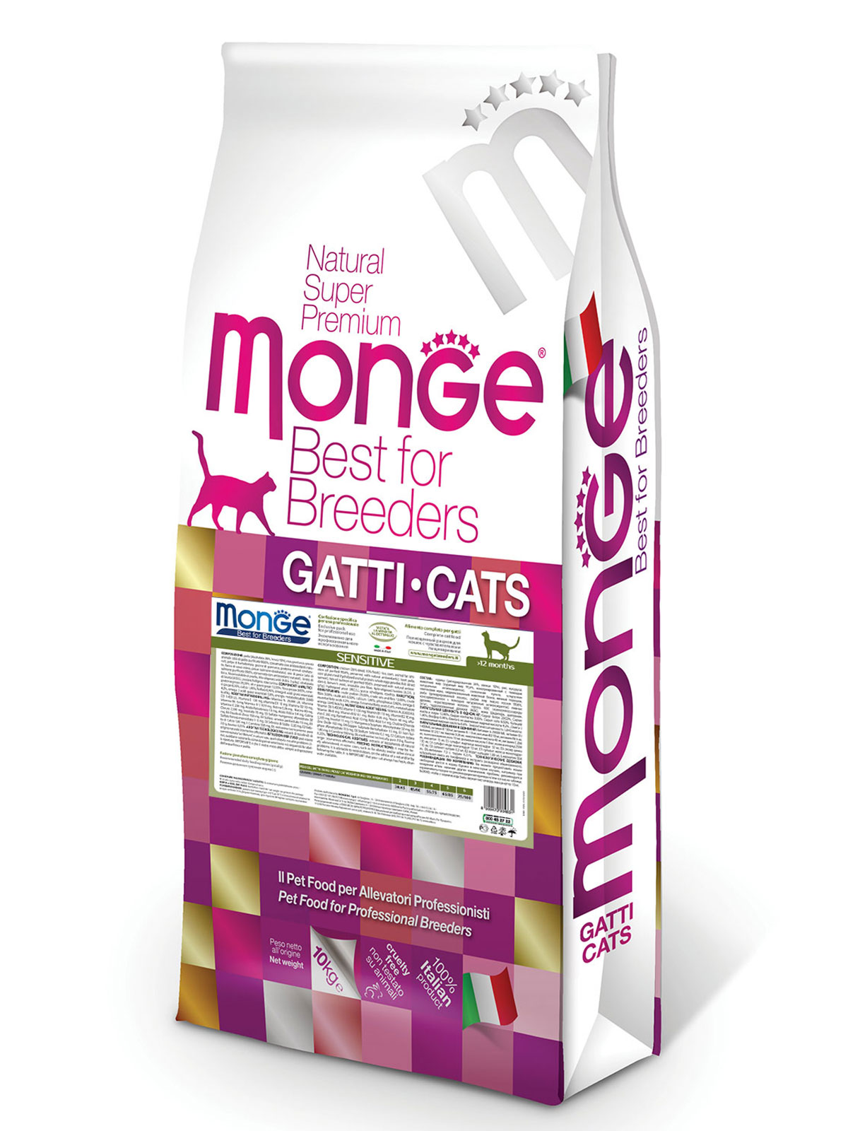 Monge Cat Sensitive корм для кошек всех возрастов и пород, с чувствительным пищеварением, курица / 10 кг
