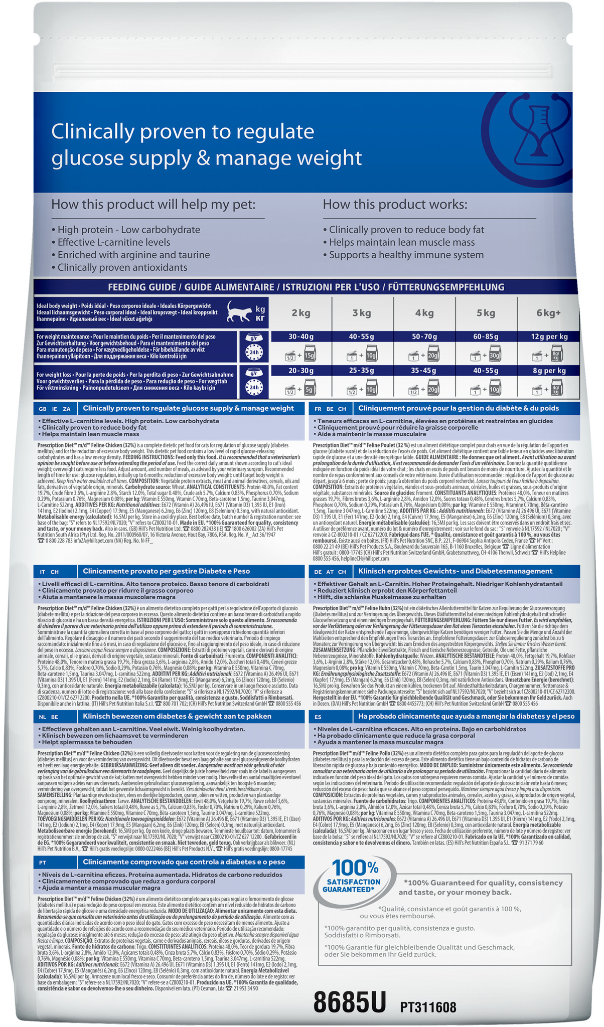 Hill's Prescription Diet m/d Diabetes/Weight Management сухой диетический корм для кошек для поддерж