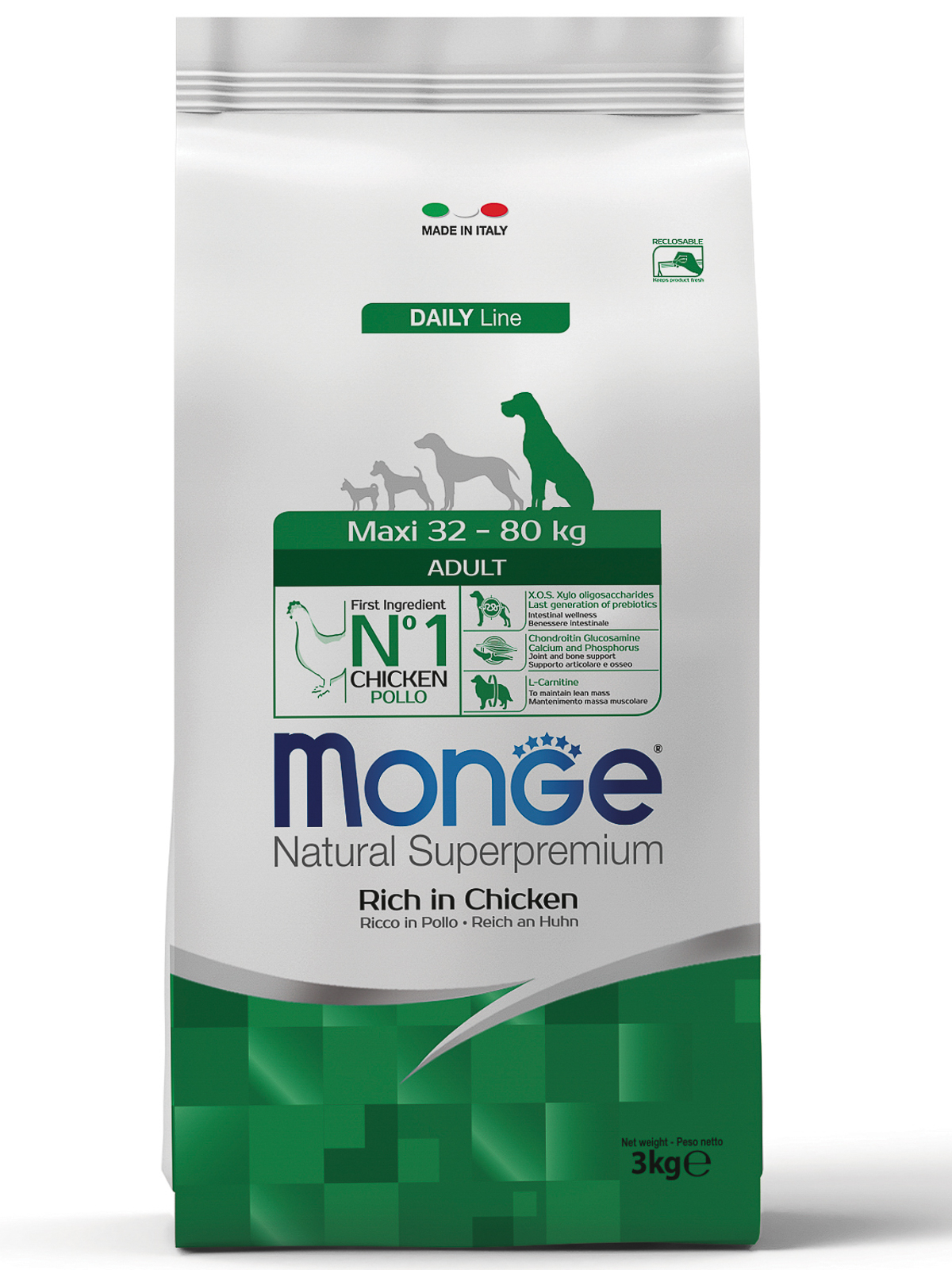 Monge Dog Maxi корм для взрослых собак крупных пород, курица (3 кг)