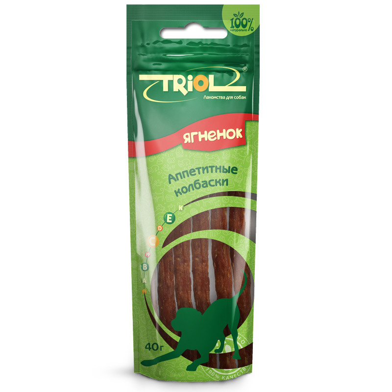 Triol лакомство для взрослых собак всех пород,  аппетитиные колбаски из ягненка