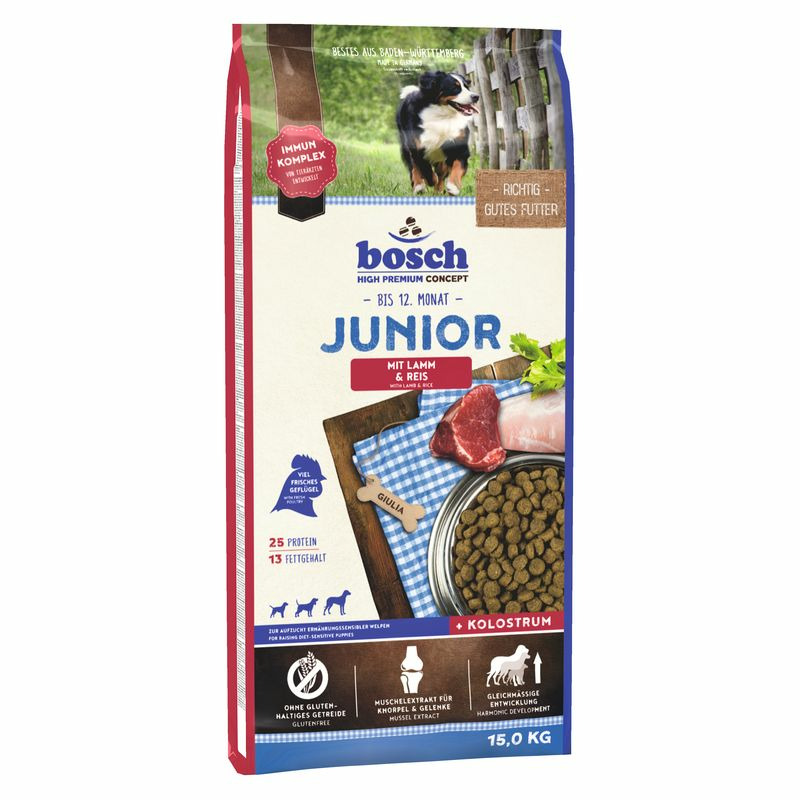Bosch корм для щенков всех пород, ягненок и рис 15 кг
