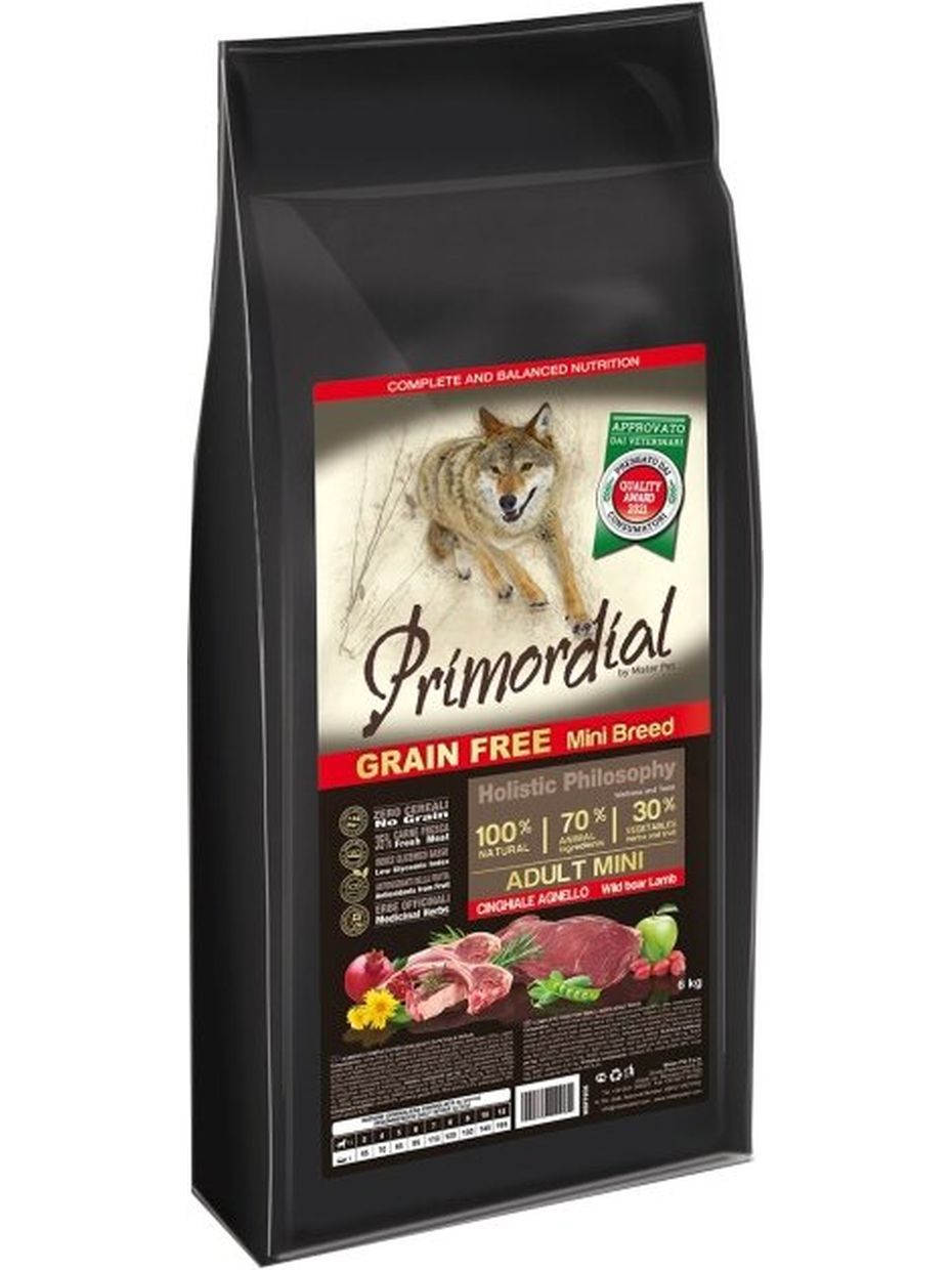 Primordial корм для собак мелких пород, беззерновой, дикий кабан, ягненок (6 кг)