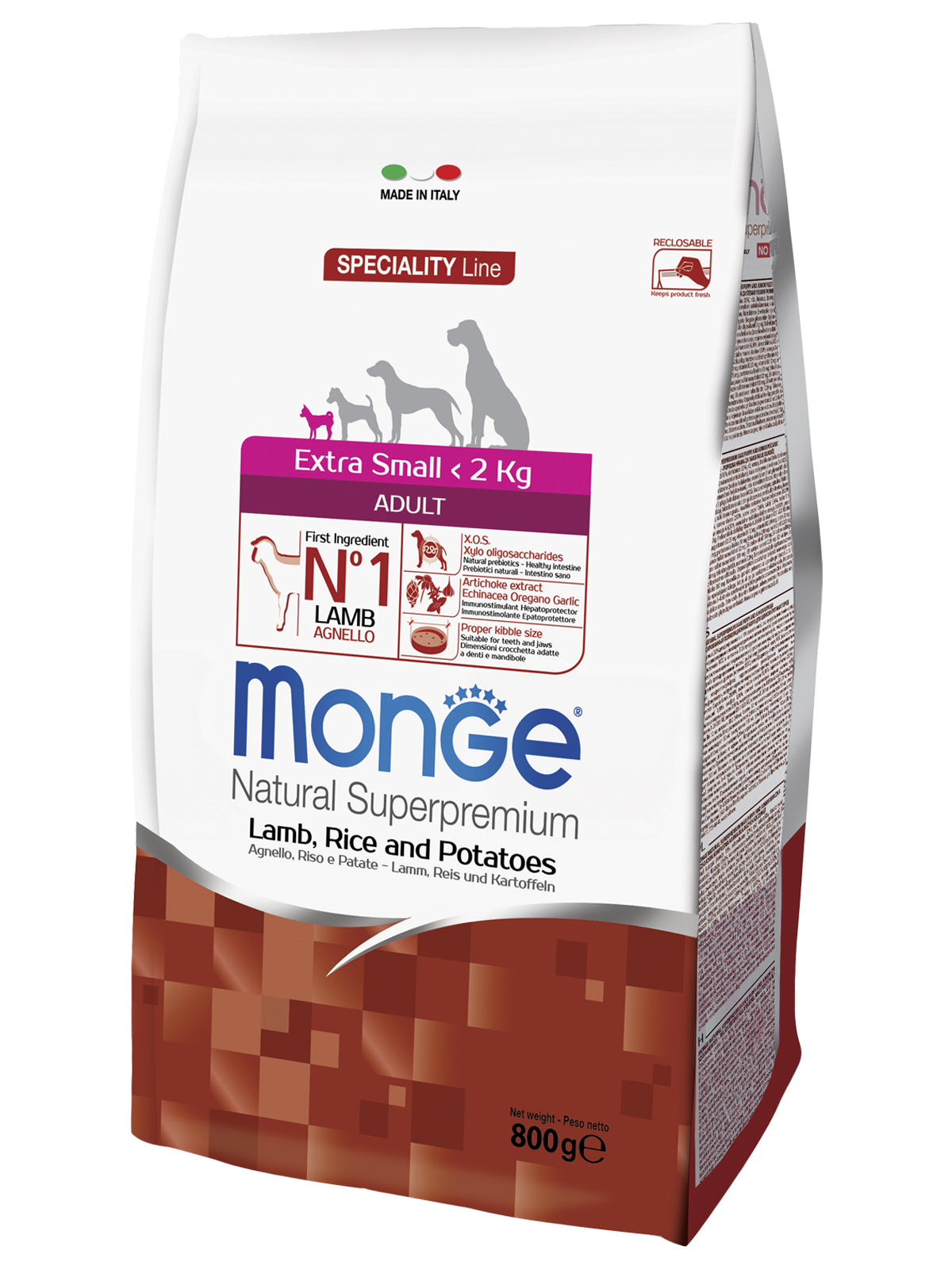 Monge Dog Speciality Extra Small корм для взрослых собак миниатюрных пород ягненок, рис и картофель / 800 гр