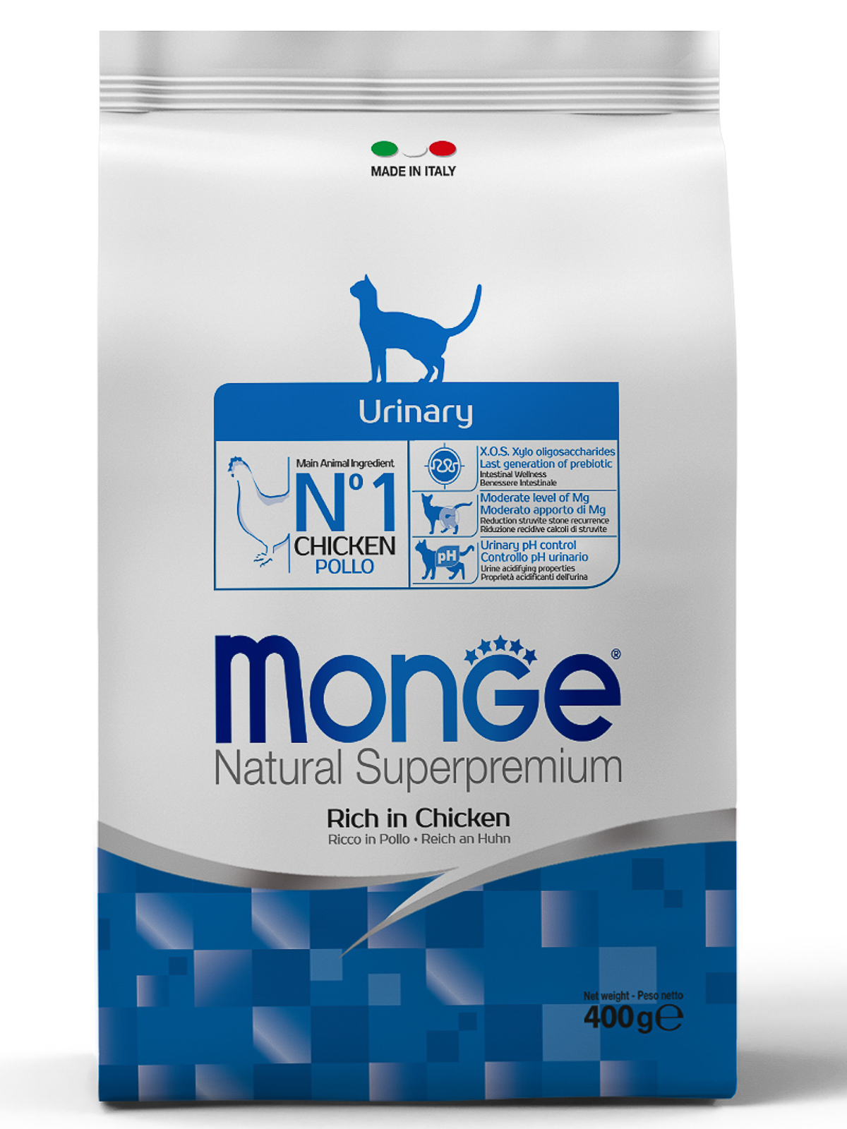 Monge Cat Urinary корм для кошек всех возрастов и пород, профилактика МКБ, курица и рис / 400 гр