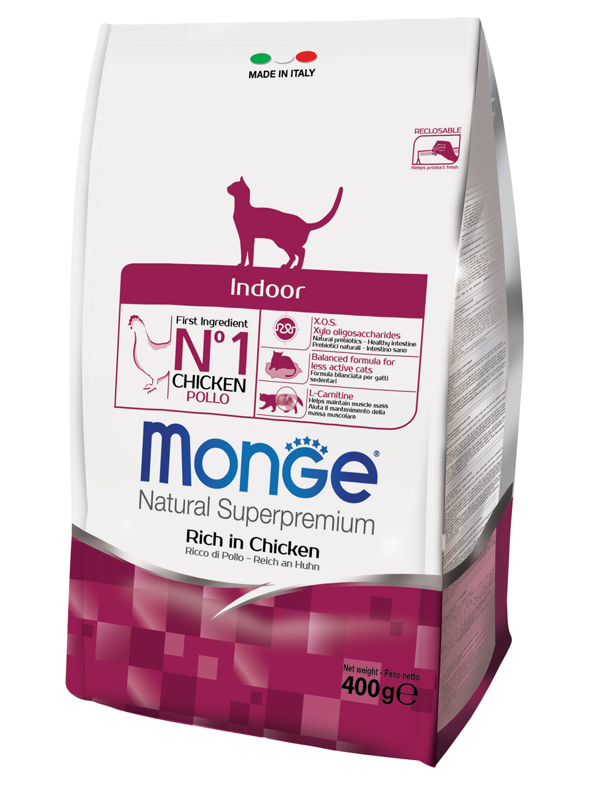 Monge Cat Indoor корм для кошек всех возрастов и пород, живущих в помещении, курица и рис / 400 гр