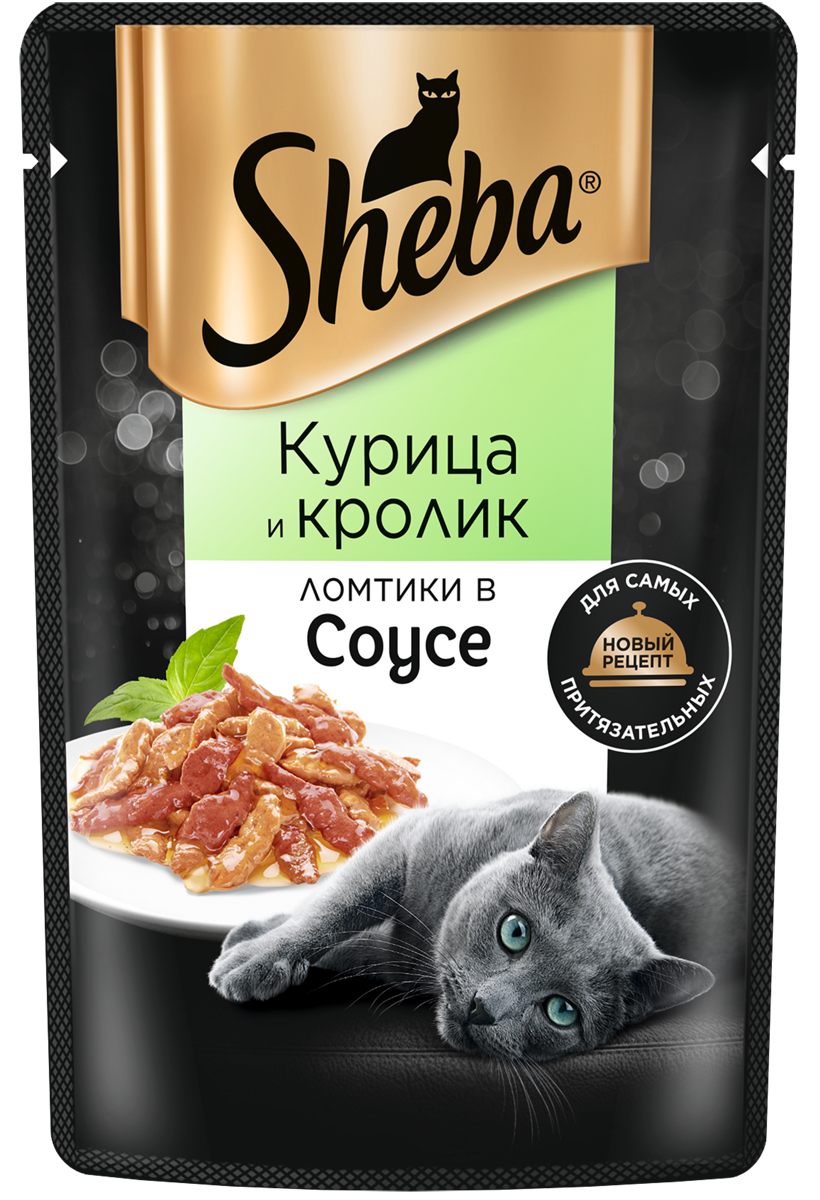 Sheba влажный корм для кошек, с курицей и кроликом в соусе (28шт в уп) / 75 гр