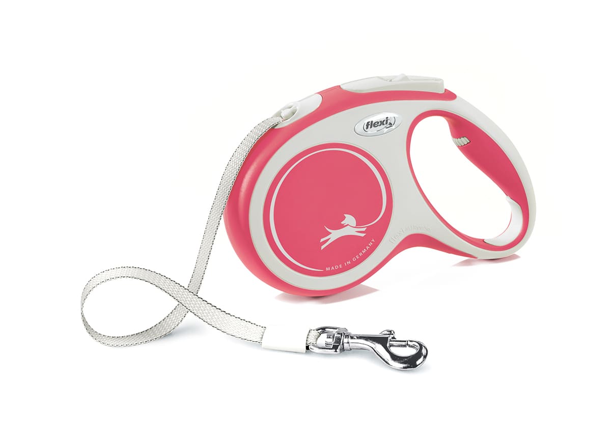 Flexi New Line Comfort рулетка-лента, размер M, для собак весом до 25 кг, 5 м (серая/красная)