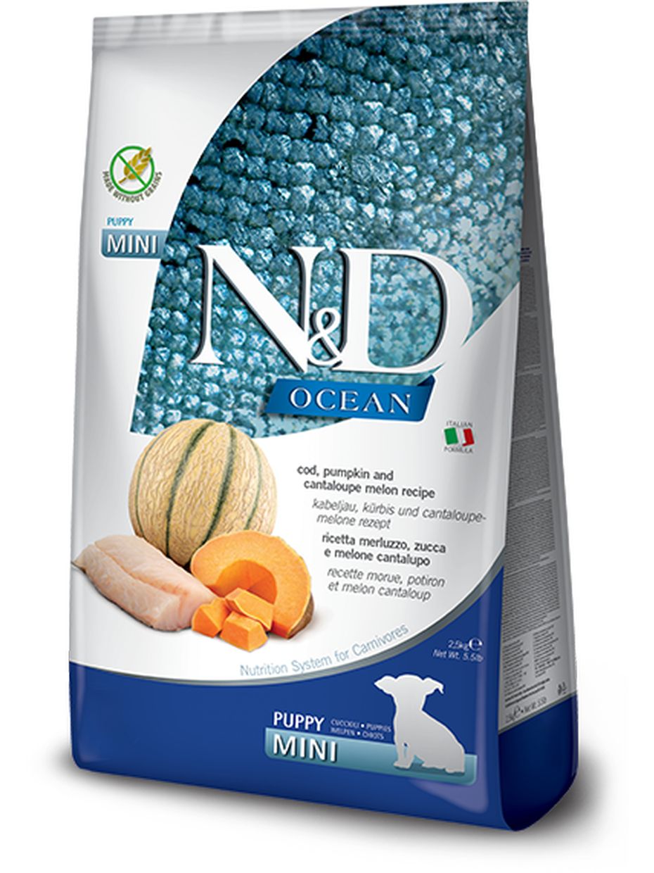 Farmina N&D Ocean корм для щенков мелких пород, беззерновой, треска, тыква и мускусная дыня (7 кг)