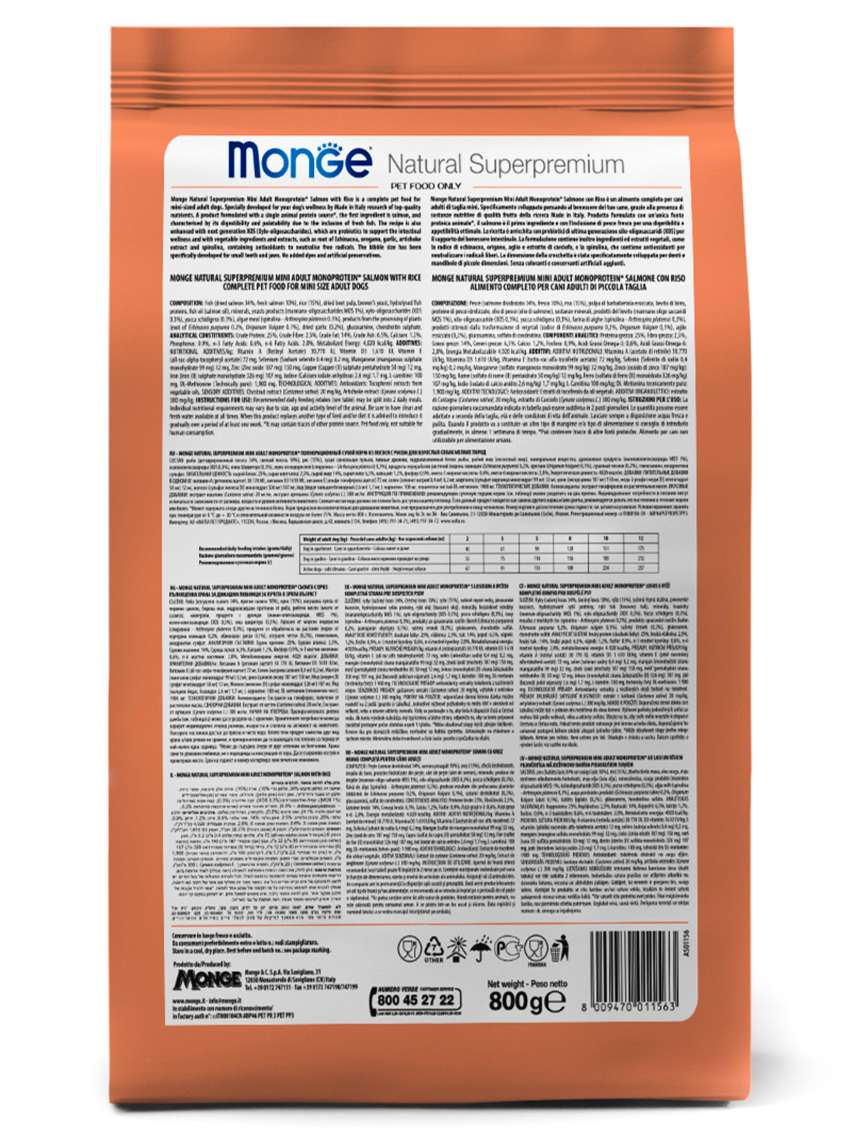 Monge Dog Speciality Mini корм для взрослых собак малых пород, лосось с рисом / 800 гр