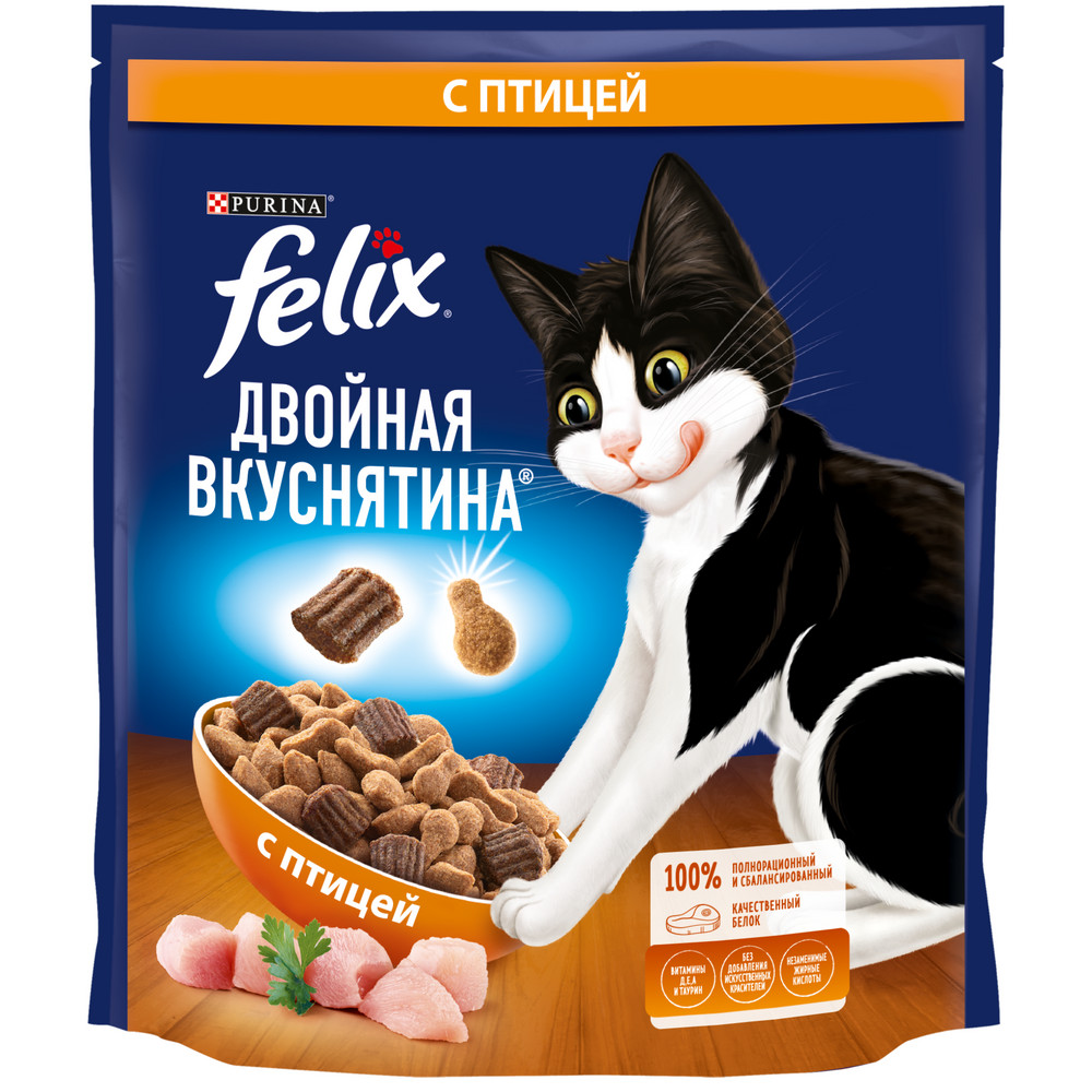 Felix Двойная Вкуснятина корм для взрослых кошек всех пород, птица (600 гр)