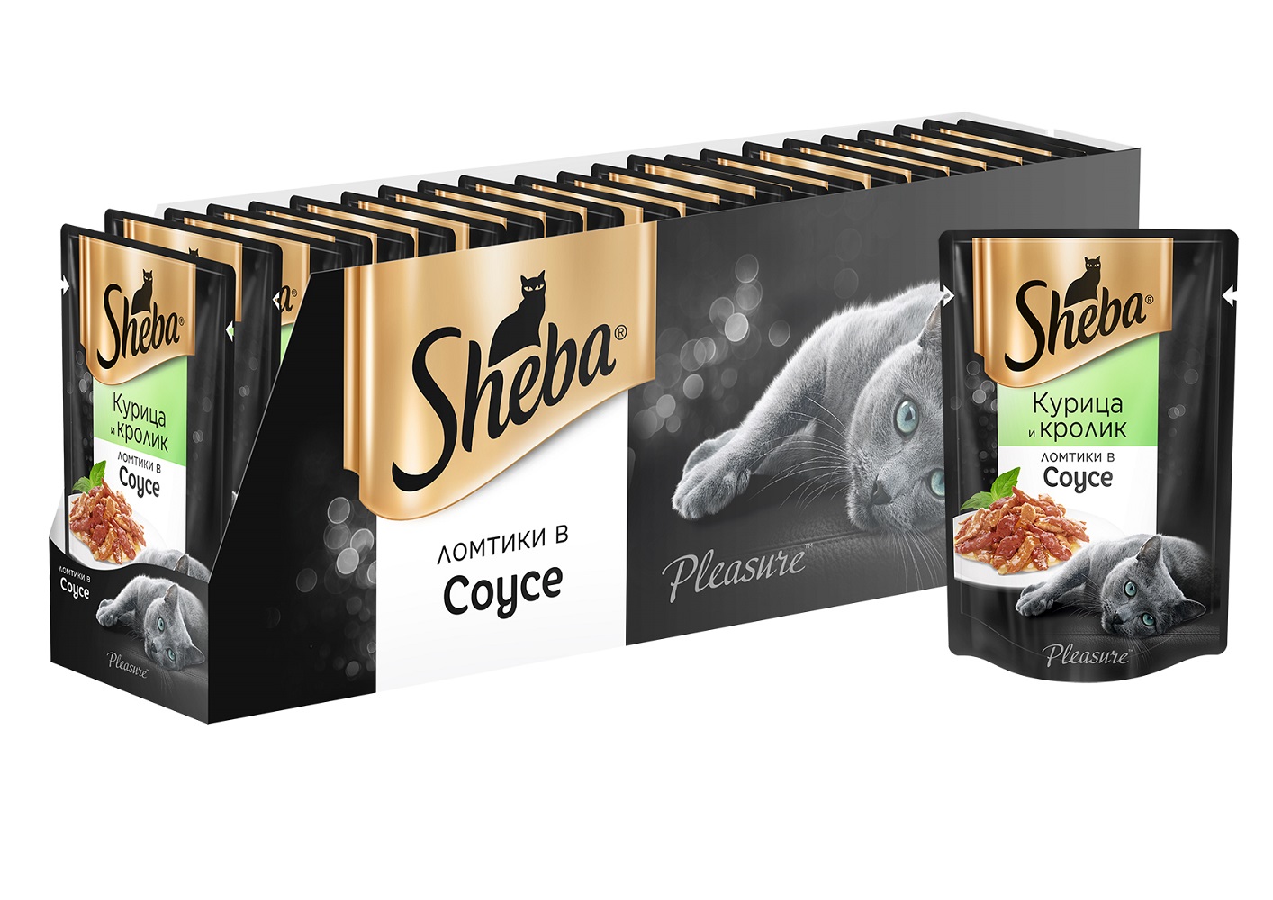 Sheba Pleasure влажный корм для взрослых кошек всех пород, курица и кролик (85 гр)