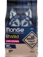 Monge Dog BWild Low Grain корм для взрослых собак всех пород, низкозерновой, мясо гуся