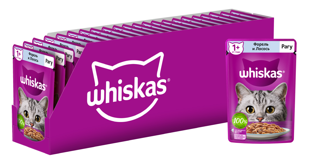 Whiskas влажный корм для кошек, рагу с форелью и лососем (28шт в уп) (75 гр)