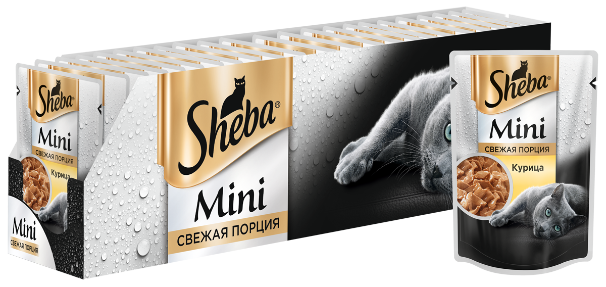 Sheba влажный корм для взрослых кошек всех пород, мини порция, курица (50 гр)