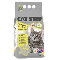 Cat Step Compact Grey Summer Field комкующийся наполнитель для кошачьего туалета, минеральный