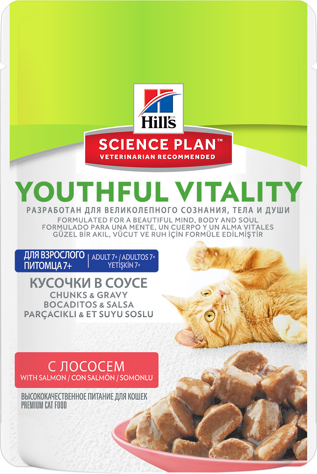 Hill's Science Plan Feline Adult 7+ Youthful Vitality with Salmon Pouch