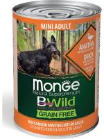 Monge Dog BWild GF влажный корм для собак малых пород, беззерновой, утка, тыква, кабачок (24шт в уп)