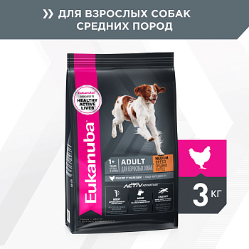 Eukanuba корм для взрослых собак средних пород, птица