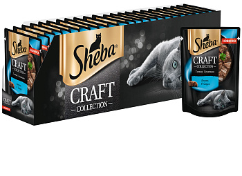 Sheba Craft Collection влажный корм для кошек, тонкие ломтики, лосось в соусе (28шт в уп)