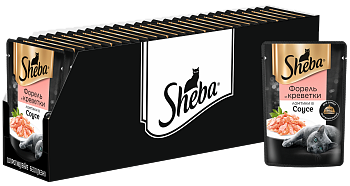 Sheba влажный корм для кошек, с форелью и креветками в соусе (28шт в уп)