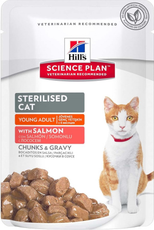 Hill's Science Plan Feline Sterilised Cat Young Adult with salmon Pouch