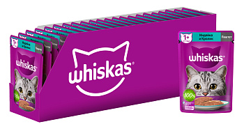 Whiskas влажный корм для кошек, паштет с индейкой и кроликом (24шт в уп)