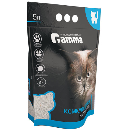 Gamma наполнитель для кошачьих туалетов, бентонитовый комкующийся