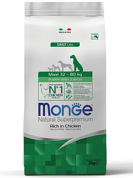 Monge Dog Maxi Puppy & Junior корм для щенков крупных пород, курица