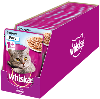 Whiskas влажный корм для взрослых кошек всех пород, рагу с форелью